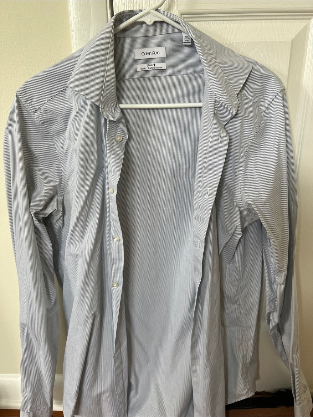Calvin Klein Men's Light Blue Mini-Stripe Dress Shirt